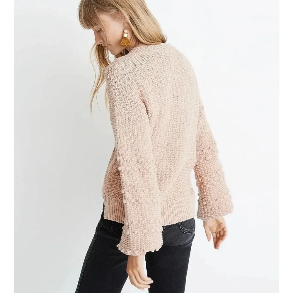 Madewell Sweater Womens Small Tan Avalon Bobble Sleeve Chunky‎ Knit Boho Cozy